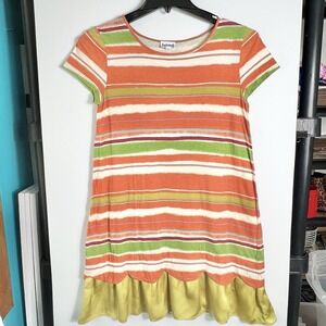 Jocomomola Womens Size 40 Small Striped Dress Scalloped Hem Ruffle Hem Colorful